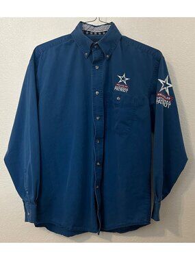 Wrangler National Patriot Men's Blue Button-Up Long Sleeve Shirt Star Size M?